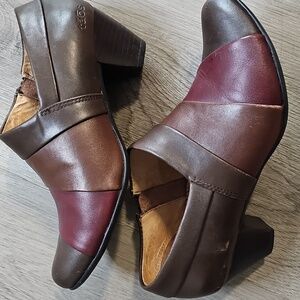 Taos Footwear Brown and Red Leather Ankle Booties